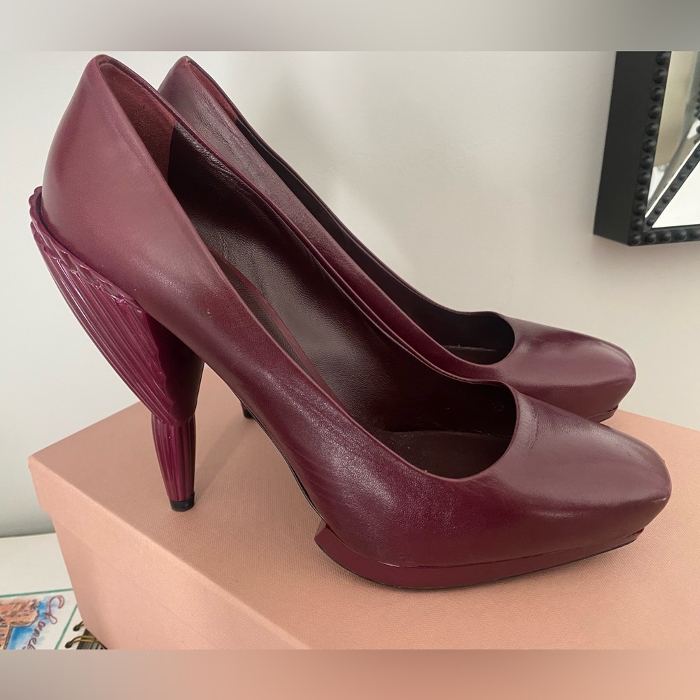 Miu Miu Prada Deco Runway Lucite Heels Rare - image 1